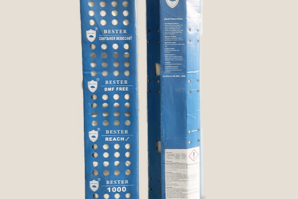 Bester container desiccant for ocean shipping — DMF-free REACH compliant moisture control